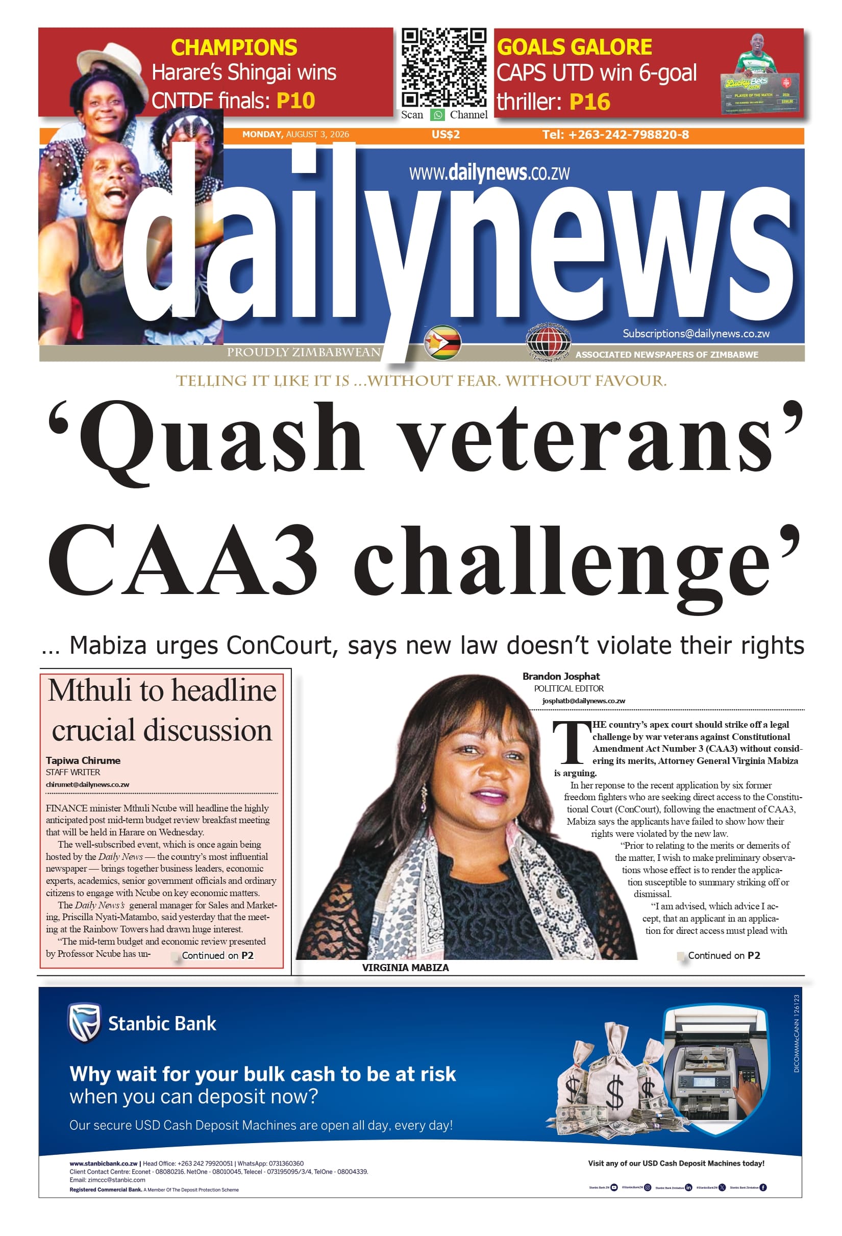 Monday 3 August 2026